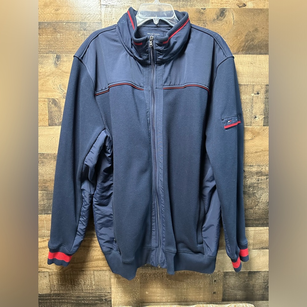 Tommy Hilfiger Navy Jacket with Red Accent Trim